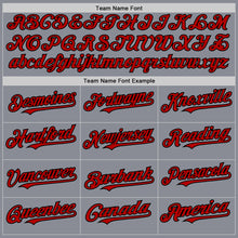 Load image into Gallery viewer, Custom Gray Red-Black Bomber Full-Snap Varsity Letterman Two Tone Hoodie Jacket
