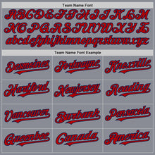 Load image into Gallery viewer, Custom Gray Red-Navy Bomber Full-Snap Varsity Letterman Two Tone Hoodie Jacket
