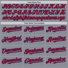 Load image into Gallery viewer, Custom Gray Red-Royal Bomber Full-Snap Varsity Letterman Two Tone Hoodie Jacket
