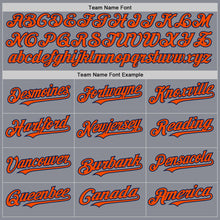 Load image into Gallery viewer, Custom Gray Orange-Navy Bomber Full-Snap Varsity Letterman Two Tone Hoodie Jacket
