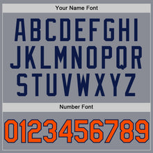 Load image into Gallery viewer, Custom Gray Orange-Navy Bomber Full-Snap Varsity Letterman Two Tone Hoodie Jacket
