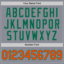 Load image into Gallery viewer, Custom Gray Orange-Kelly Green Bomber Full-Snap Varsity Letterman Two Tone Hoodie Jacket
