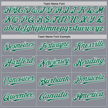 Load image into Gallery viewer, Custom Gray Kelly Green-White Bomber Full-Snap Varsity Letterman Two Tone Hoodie Jacket

