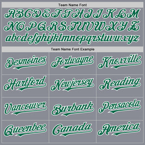 Custom Gray Kelly Green-White Bomber Full-Snap Varsity Letterman Two Tone Hoodie Jacket