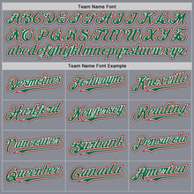 Load image into Gallery viewer, Custom Gray Kelly Green-Red Bomber Full-Snap Varsity Letterman Two Tone Hoodie Jacket
