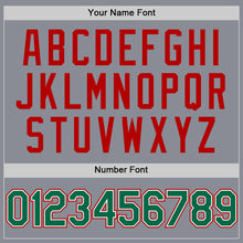 Load image into Gallery viewer, Custom Gray Kelly Green-Red Bomber Full-Snap Varsity Letterman Two Tone Hoodie Jacket
