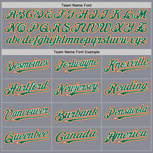 Load image into Gallery viewer, Custom Gray Kelly Green-Orange Bomber Full-Snap Varsity Letterman Two Tone Hoodie Jacket
