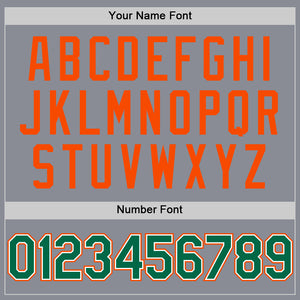 Custom Gray Kelly Green-Orange Bomber Full-Snap Varsity Letterman Two Tone Hoodie Jacket