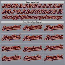 Load image into Gallery viewer, Custom Gray Navy-Orange Bomber Full-Snap Varsity Letterman Two Tone Hoodie Jacket
