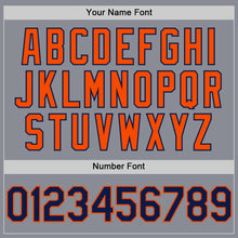 Load image into Gallery viewer, Custom Gray Navy-Orange Bomber Full-Snap Varsity Letterman Two Tone Hoodie Jacket
