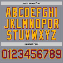 Load image into Gallery viewer, Custom Gray Crimson-Gold Bomber Full-Snap Varsity Letterman Two Tone Hoodie Jacket
