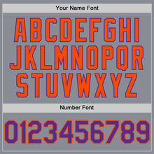 Load image into Gallery viewer, Custom Gray Purple-Orange Bomber Full-Snap Varsity Letterman Two Tone Hoodie Jacket
