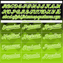 Load image into Gallery viewer, Custom Black Neon Green-White Gradient Square Shape 3D Pattern Design Bomber Full-Snap Varsity Letterman Hoodie Jacket
