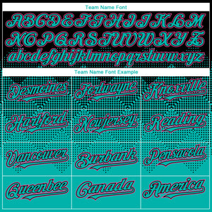 Custom Black Aqua-Pink Gradient Square Shape 3D Pattern Design Bomber Full-Snap Varsity Letterman Hoodie Jacket