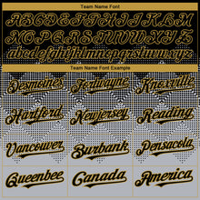 Load image into Gallery viewer, Custom Black Gray-Old Gold Gradient Square Shape 3D Pattern Design Bomber Full-Snap Varsity Letterman Hoodie Jacket
