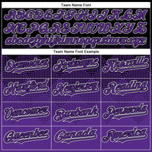 Load image into Gallery viewer, Custom Black Purple-White Gradient Square Shape 3D Pattern Design Bomber Full-Snap Varsity Letterman Hoodie Jacket
