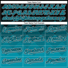 Load image into Gallery viewer, Custom Black Teal-White Gradient Square Shape 3D Pattern Design Bomber Full-Snap Varsity Letterman Hoodie Jacket
