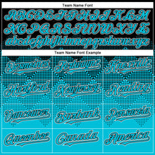 Load image into Gallery viewer, Custom Black Lakes Blue-White Gradient Square Shape 3D Pattern Design Bomber Full-Snap Varsity Letterman Hoodie Jacket
