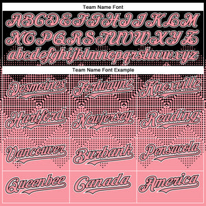 Custom Black Medium Pink-White Gradient Square Shape 3D Pattern Design Bomber Full-Snap Varsity Letterman Hoodie Jacket