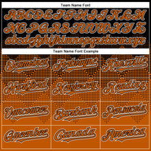 Load image into Gallery viewer, Custom Black Texas Orange-White Gradient Square Shape 3D Pattern Design Bomber Full-Snap Varsity Letterman Hoodie Jacket
