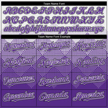 Load image into Gallery viewer, Custom White Purple-Black Gradient Square Shape 3D Pattern Design Bomber Full-Snap Varsity Letterman Hoodie Jacket
