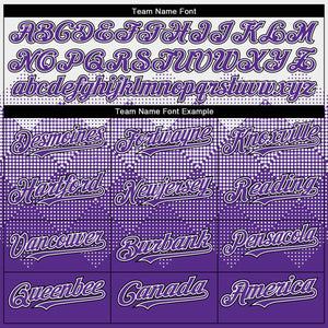 Custom White Purple-Black Gradient Square Shape 3D Pattern Design Bomber Full-Snap Varsity Letterman Hoodie Jacket