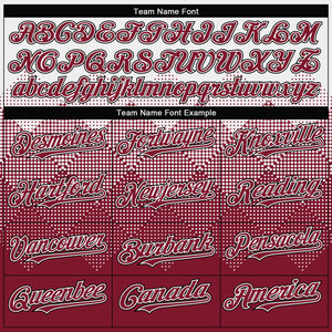 Custom White Crimson-Black Gradient Square Shape 3D Pattern Design Bomber Full-Snap Varsity Letterman Hoodie Jacket