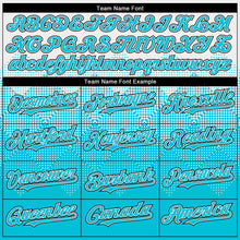 Load image into Gallery viewer, Custom White Lakes Blue-Black Gradient Square Shape 3D Pattern Design Bomber Full-Snap Varsity Letterman Hoodie Jacket
