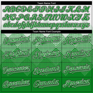 Custom White Grass Green-Black Gradient Square Shape 3D Pattern Design Bomber Full-Snap Varsity Letterman Hoodie Jacket