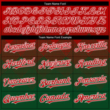 Load image into Gallery viewer, Custom Red Green-White Gradient Square Shape 3D Pattern Design Bomber Full-Snap Varsity Letterman Hoodie Jacket
