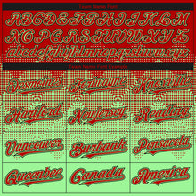 Load image into Gallery viewer, Custom Red Pea Green-Black Gradient Square Shape 3D Pattern Design Bomber Full-Snap Varsity Letterman Hoodie Jacket
