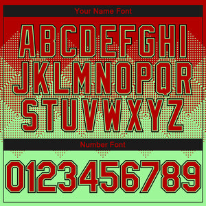 Custom Red Pea Green-Black Gradient Square Shape 3D Pattern Design Bomber Full-Snap Varsity Letterman Hoodie Jacket