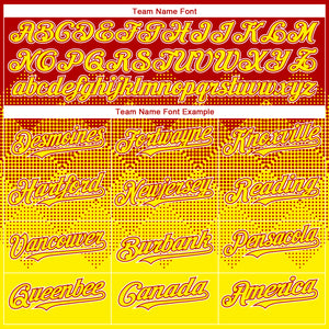 Custom Red Light Yellow-White Gradient Square Shape 3D Pattern Design Bomber Full-Snap Varsity Letterman Hoodie Jacket