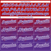 Load image into Gallery viewer, Custom Red Purple-White Gradient Square Shape 3D Pattern Design Bomber Full-Snap Varsity Letterman Hoodie Jacket
