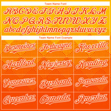 Load image into Gallery viewer, Custom Gold Orange-White Gradient Square Shape 3D Pattern Design Bomber Full-Snap Varsity Letterman Hoodie Jacket
