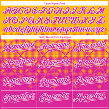 Load image into Gallery viewer, Custom Gold Deep Pink-White Gradient Square Shape 3D Pattern Design Bomber Full-Snap Varsity Letterman Hoodie Jacket

