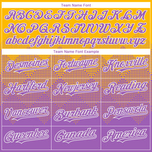 Custom Gold Medium Purple-White Gradient Square Shape 3D Pattern Design Bomber Full-Snap Varsity Letterman Hoodie Jacket