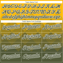 Load image into Gallery viewer, Custom Gold Olive-White Gradient Square Shape 3D Pattern Design Bomber Full-Snap Varsity Letterman Hoodie Jacket
