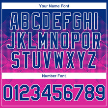 Load image into Gallery viewer, Custom Royal Deep Pink-White Gradient Square Shape 3D Pattern Design Bomber Full-Snap Varsity Letterman Hoodie Jacket
