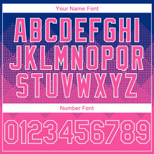 Load image into Gallery viewer, Custom Royal Pink-White Gradient Square Shape 3D Pattern Design Bomber Full-Snap Varsity Letterman Hoodie Jacket
