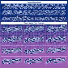 Load image into Gallery viewer, Custom Royal Medium Purple-White Gradient Square Shape 3D Pattern Design Bomber Full-Snap Varsity Letterman Hoodie Jacket
