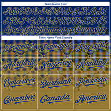 Load image into Gallery viewer, Custom Royal Old Gold-White Gradient Square Shape 3D Pattern Design Bomber Full-Snap Varsity Letterman Hoodie Jacket
