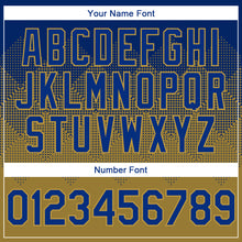 Load image into Gallery viewer, Custom Royal Old Gold-White Gradient Square Shape 3D Pattern Design Bomber Full-Snap Varsity Letterman Hoodie Jacket
