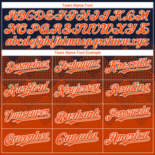 Load image into Gallery viewer, Custom Navy Orange-White Gradient Square Shape 3D Pattern Design Bomber Full-Snap Varsity Letterman Hoodie Jacket
