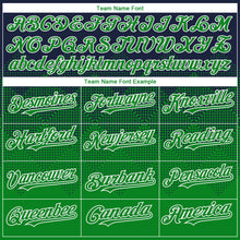 Load image into Gallery viewer, Custom Navy Grass Green-White Gradient Square Shape 3D Pattern Design Bomber Full-Snap Varsity Letterman Hoodie Jacket
