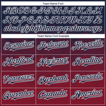 Load image into Gallery viewer, Custom Navy Crimson-White Gradient Square Shape 3D Pattern Design Bomber Full-Snap Varsity Letterman Hoodie Jacket
