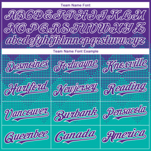 Custom Purple Aqua-White Gradient Square Shape 3D Pattern Design Bomber Full-Snap Varsity Letterman Hoodie Jacket