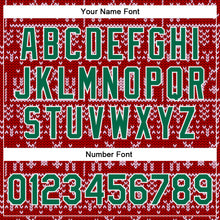 Load image into Gallery viewer, Custom Red Kelly Green-White Christmas 3D Bomber Full-Snap Varsity Letterman Jacket
