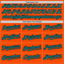 Load image into Gallery viewer, Custom Orange Teal-Black Bomber Full-Snap Varsity Letterman Hoodie Jacket
