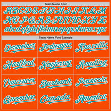 Load image into Gallery viewer, Custom Orange Teal-White Bomber Full-Snap Varsity Letterman Hoodie Jacket
